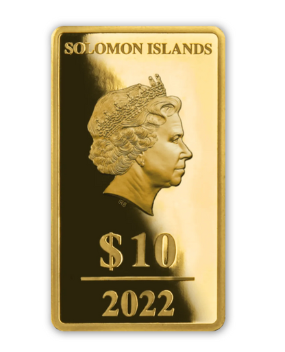 2022 Solomon Isl. St George Most Famous Bullion 1/2 Gram .9999 Gold Prooflike Bar - CoinsTV