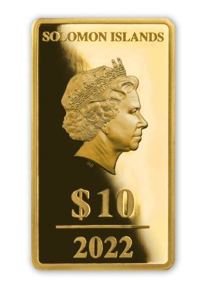 2022 Solomon Isl. Libertad Most Famous Bullion 1/2 Gram .9999 Gold Prooflike Bar - CoinsTV