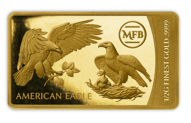 2022 Solomon Isl. American Eagle Most Famous Bullion 1/2 Gram .9999 Gold Prooflike Bar - CoinsTV