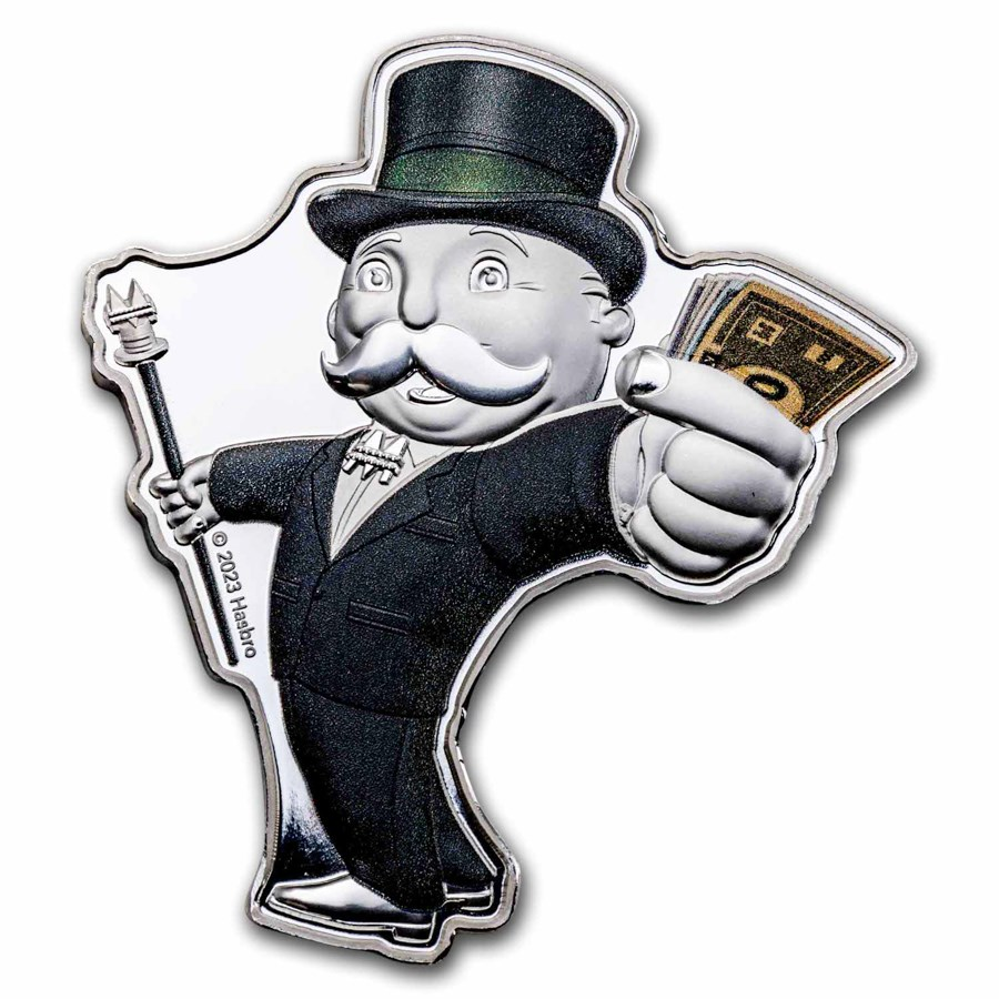 2023 Samoa  Mr. Monopoly 3 oz Silver Shaped Coin - CoinsTV