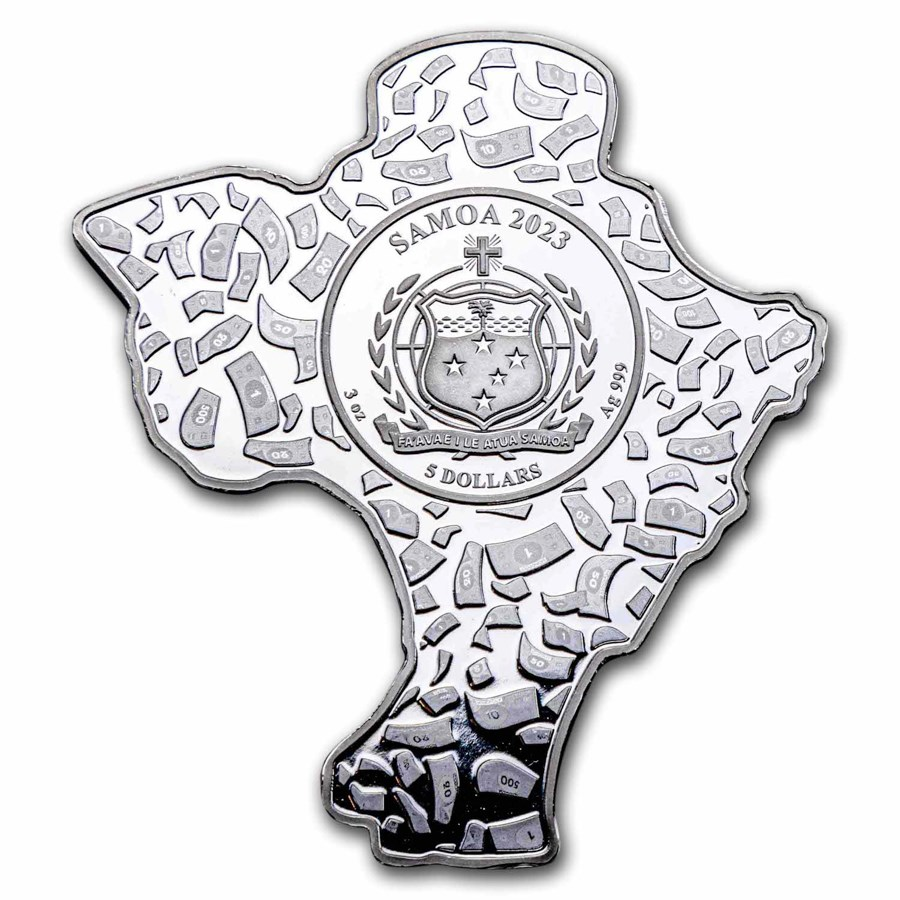 2023 Samoa  Mr. Monopoly 3 oz Silver Shaped Coin - CoinsTV