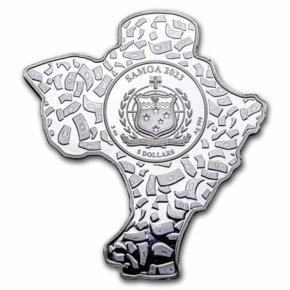 2023 Samoa  Mr. Monopoly 3 oz Silver Shaped Coin - CoinsTV