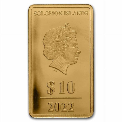 2022 Solomon Isl. Springbok Most Famous Bullion 1/2 Gram .9999 Gold Prooflike Bar