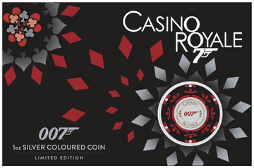 2023 Tuvalu James Bond Casino Royale Poker Chip Colorized 1 oz BU