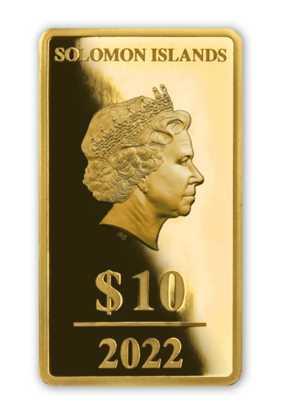2022 Solomon Isl. Great Britain Most Famous Bullion 1/2 Gram .9999 Gold Prooflike Bar
