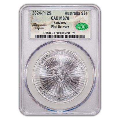 2024 Kangaroo - Magnum Opus Label - CAC MS70 First Delivery  1 oz Silver - CoinsTV