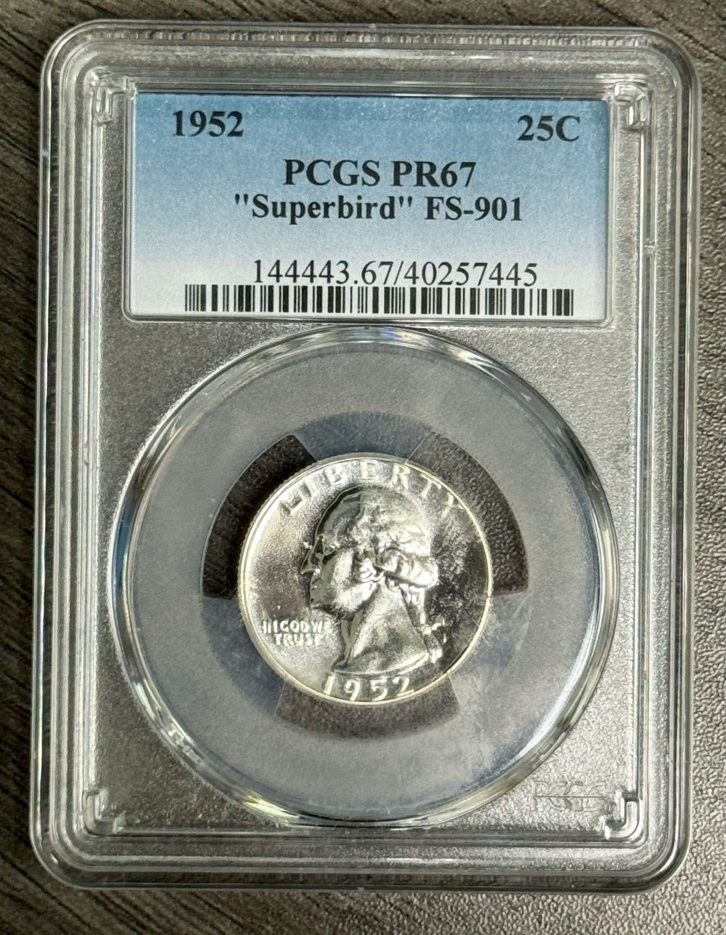 1952 Washington Silver Quarter Philadelphia - FS 901 Superbird  - PCGS PR67 - CoinsTV