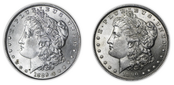 1889 & 1890 Morgan Silver Dollar Philadelphia Set - Brilliant Uncirculated