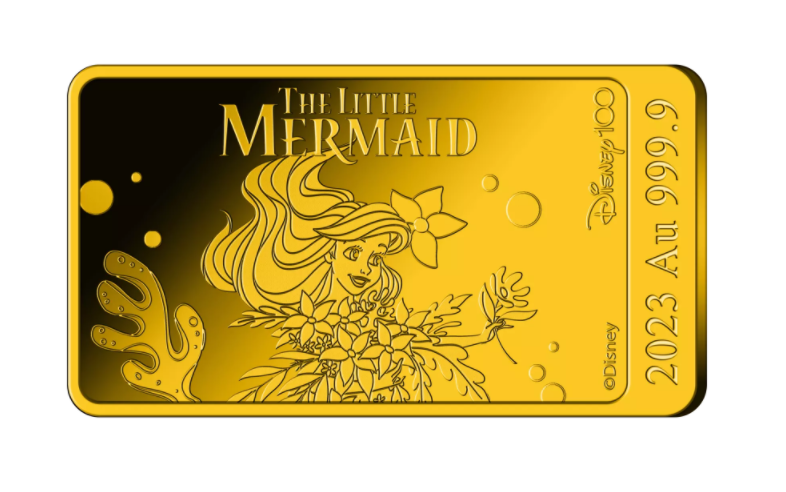 2023 Solomon Islands Disney Little Mermaid 1/100 oz Gold Bar - CoinsTV