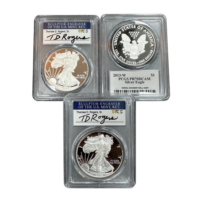 Silver Eagle TD Rogers Signature - PCGS PR70DCAM Grab Bag - CoinsTV