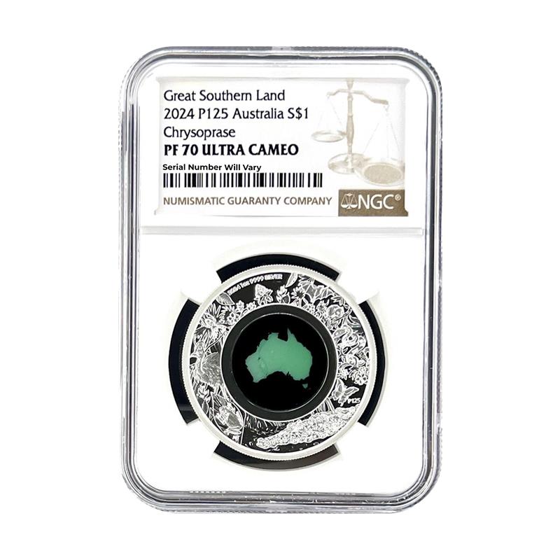 2024 Australia Great Southern Land Chrysoprase 1 oz Silver Coin - NGC PF 70 UCAM - CoinsTV