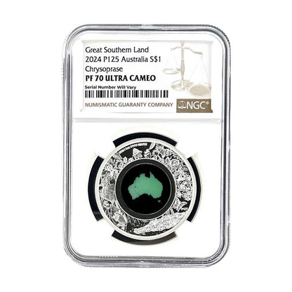 2024 Australia Great Southern Land Chrysoprase 1 oz Silver Coin - NGC PF 70 UCAM - CoinsTV