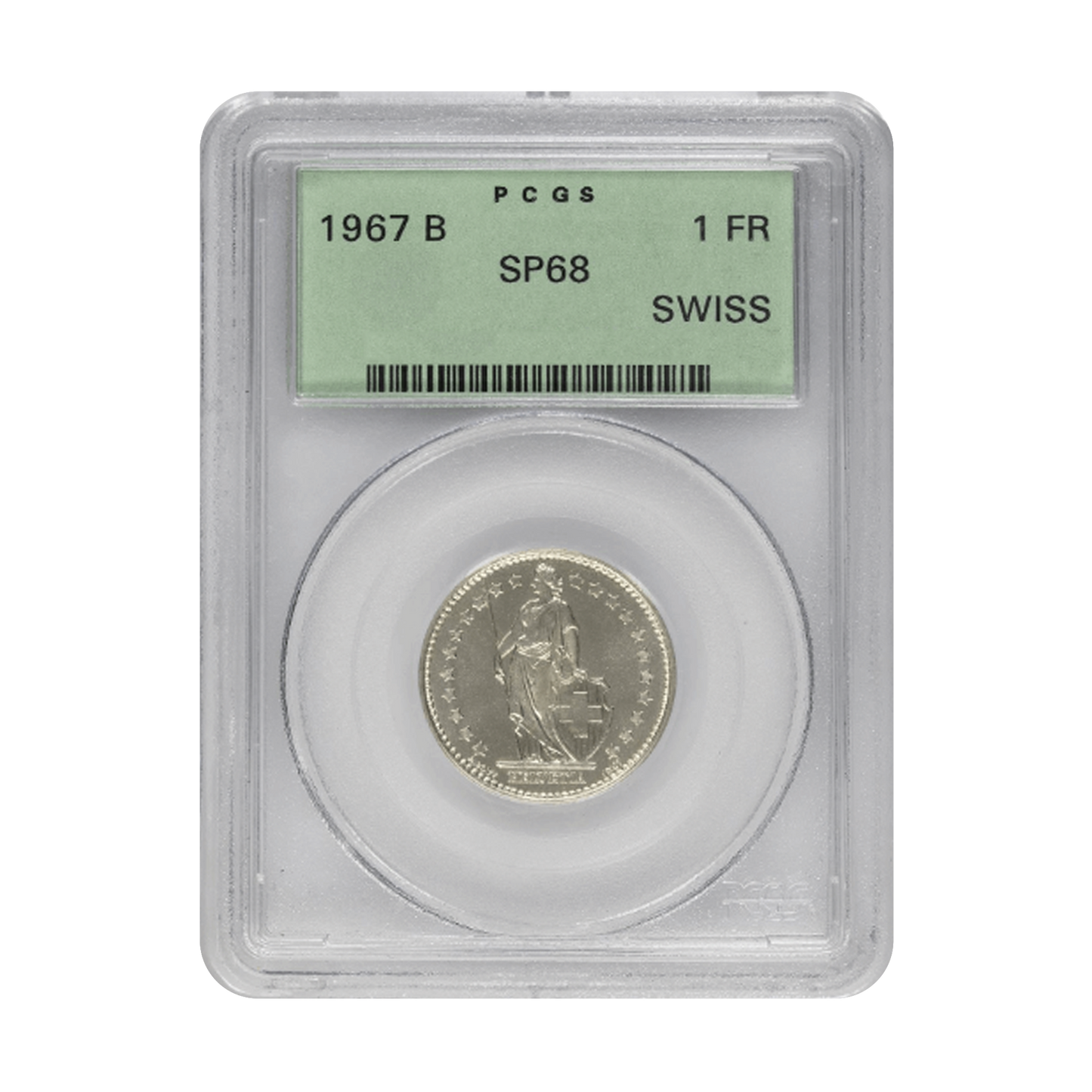 1967 B Franc Swiss - 1 Franc - PCGS SP68 Old Green Holder - CoinsTV