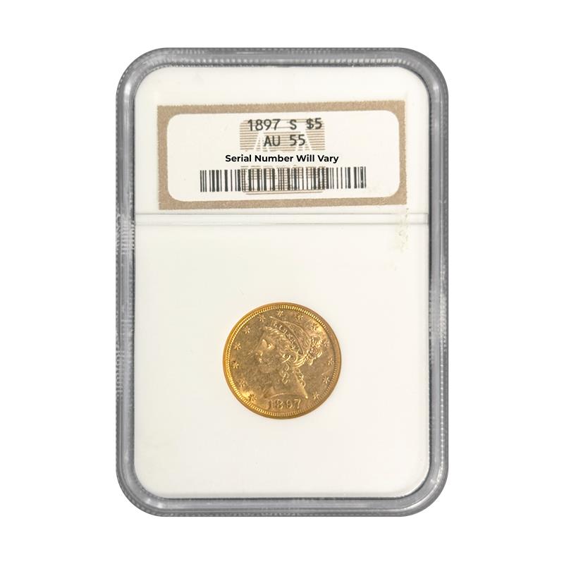 1897 S Liberty Gold Half Eagle - NGC AU55 - CoinsTV