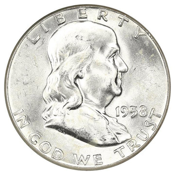 1958 Franklin Half Dollar Philadelphia - Type 2 Reverse - Brilliant Uncirculated