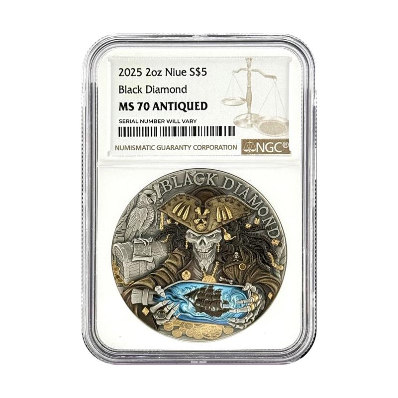 2025 Niue Black Diamond 2 oz Silver Coin - NGC MS 70 - CoinsTV