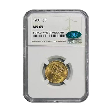 1907 $5 Gold Liberty Head - NGC MS63 CAC