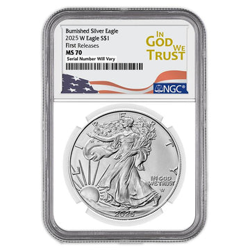 2025 W Silver Eagle Burnished - NGC MS70 First Releases In God We Trust Label