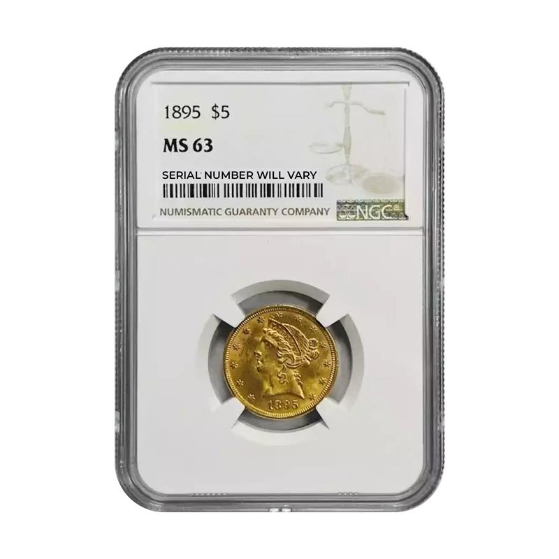 1895 $5 Gold Libery Head Half Eagle - NGC MS63 - CoinsTV