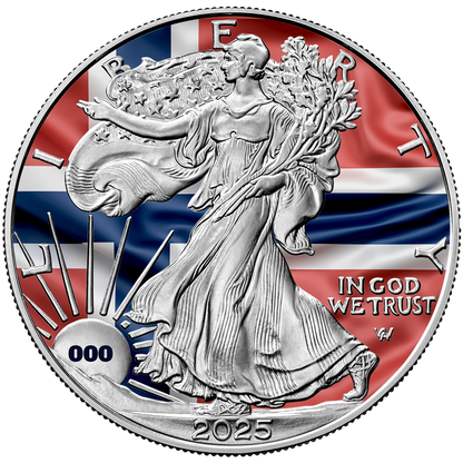 2025 Flags of the World Silver Eagle - Norway -  First Edition - CoinsTV