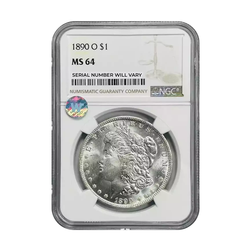 1890 O Morgan Silver Dollar New Orleans - NGC MS64 Sight White - CoinsTV
