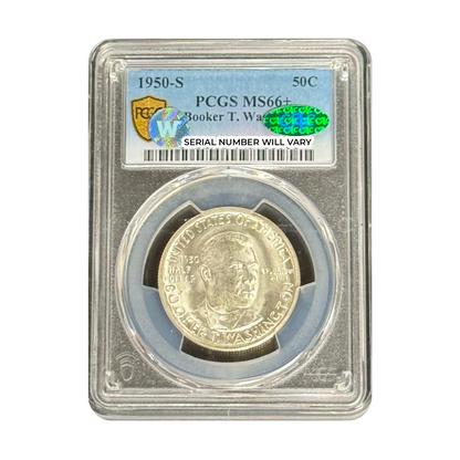 1950-S Booker T. Washington Silver Half Dollar - PCGS MS66+ CAC Sight White - CoinsTV