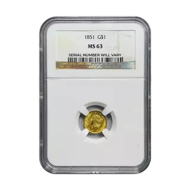1851 $1 Gold Liberty Head - NGC MS63 - CoinsTV