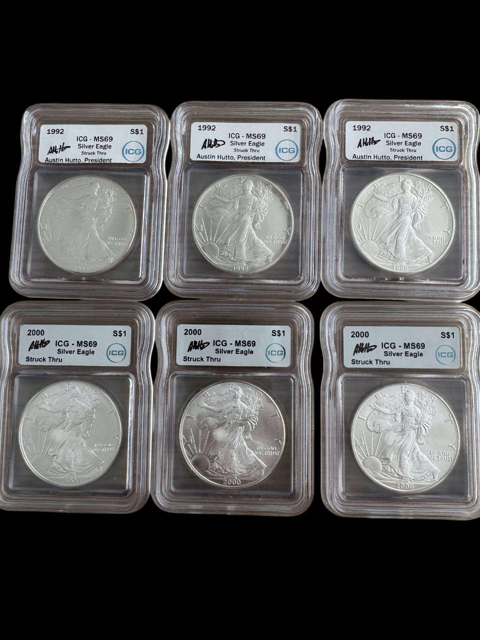 Silver Eagle Struck Thru Error Grab Bag – ICG MS69 Austin Hutto Signature - CoinsTV