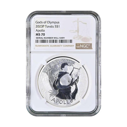 2023p Tuvalu Gods of Olympus - Apollo - NGC MS70 - CoinsTV