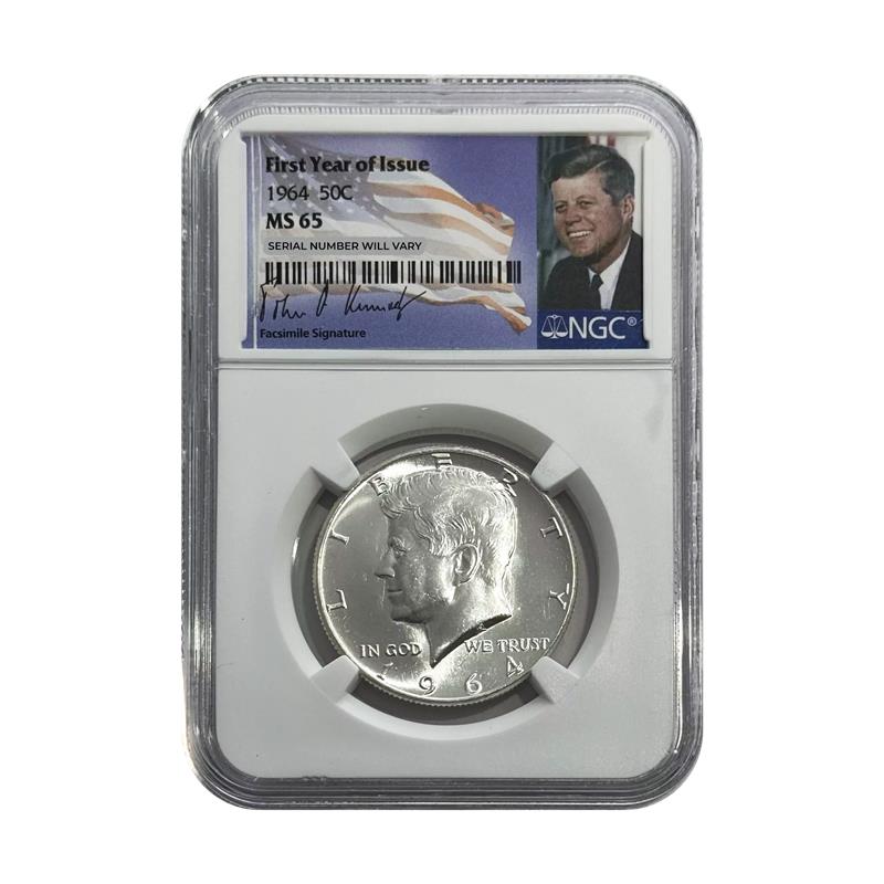 1964 Kennedy Silver Half Dollar - First Year of Issue - NGC MS65 Kennedy Signature Label - CoinsTV