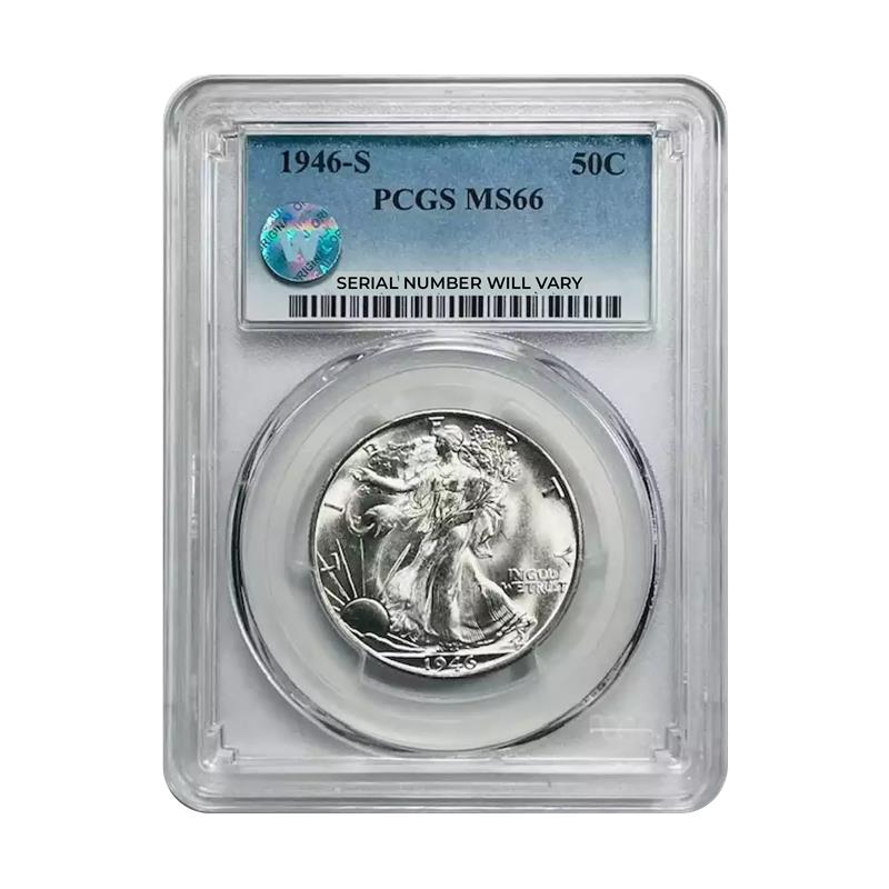 1946-S Walking Liberty Silver Half Dollar San Francisco - PCGS MS66 Sight White - CoinsTV