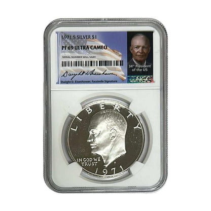 1971 S Eisenhower Silver Dollar San Francisco - NGC PF69 UCAM Eisenhower Signature Label