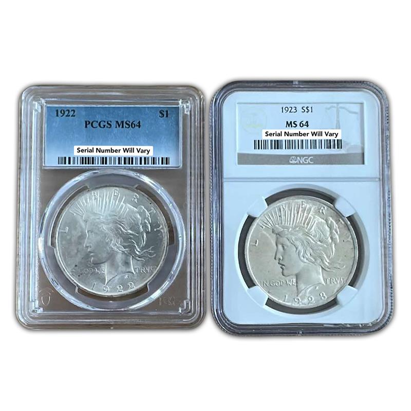 Peace Silver Dollar NGC or PCGS MS64 Grab Bag - CoinsTV