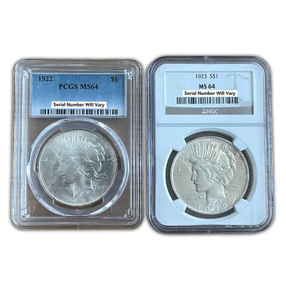 Peace Silver Dollar NGC or PCGS MS64 Grab Bag - CoinsTV