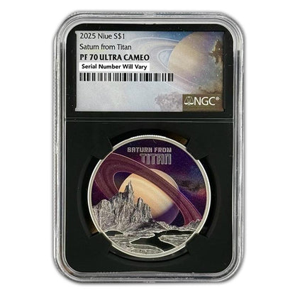 2025 Niue Saturn From Titan 1 oz Silver Coin NGC PF 70 UCAM Galaxy Label