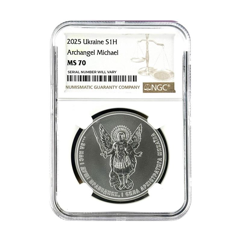 2025 Ukraine Archangel Michael 1 oz Silver Coin - NGC MS 70 - CoinsTV