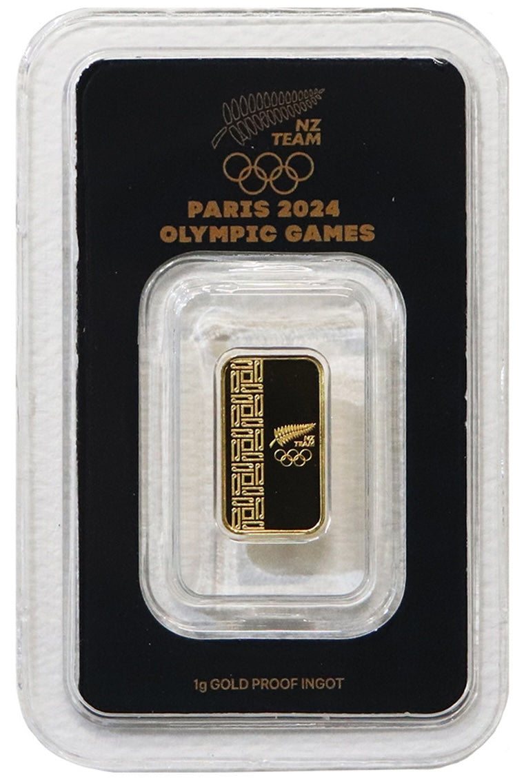 2024 New Zealand Olympic Games 1g Gold Bar in Card - CoinsTV
