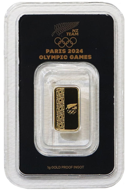 2024 New Zealand Olympic Games 1g Gold Bar in Card - CoinsTV