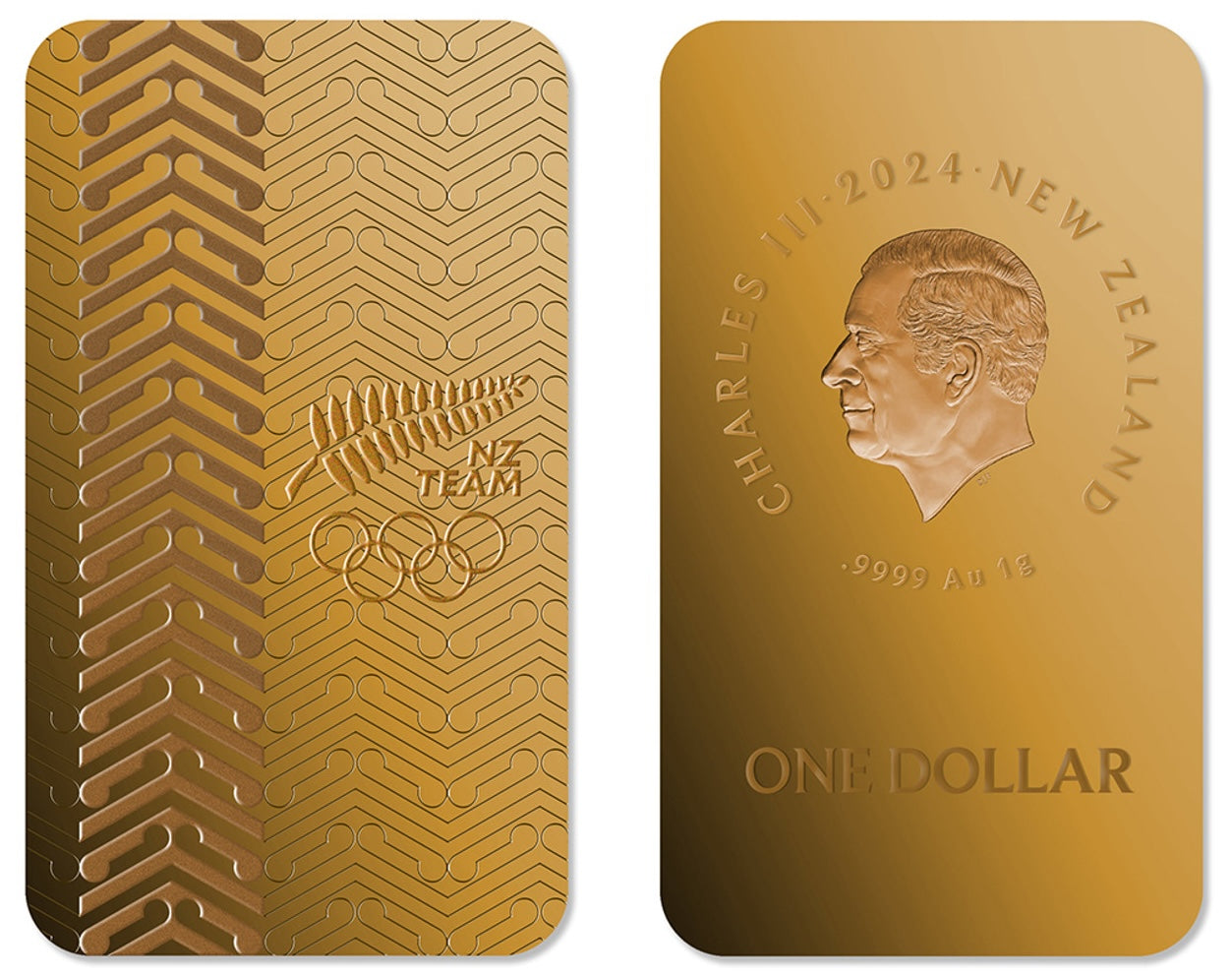 2024 New Zealand Olympic Games 1g Gold Bar in Card - CoinsTV