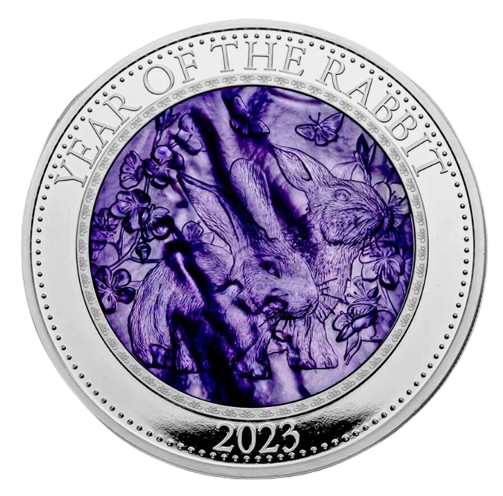 2023 Cook Islands Mother of Pearl Year of the Rabbit  5 oz Silver - CoinsTV
