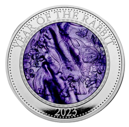 2023 Cook Islands Mother of Pearl Year of the Rabbit  5 oz Silver - CoinsTV