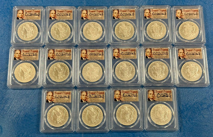 2023 Fiji Morgan Dollar Carson City 16 coin Set- PCGS MS70 Trumans Triumph Label