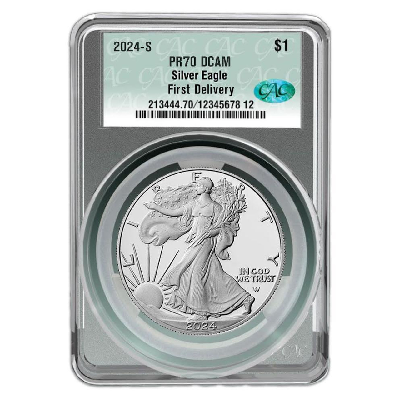 2024-S Silver Eagle CAC PR70 DCAM First Delivery - CoinsTV