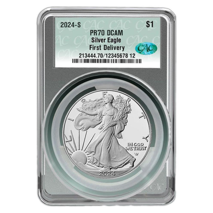 2024-S Silver Eagle CAC PR70 DCAM First Delivery - CoinsTV