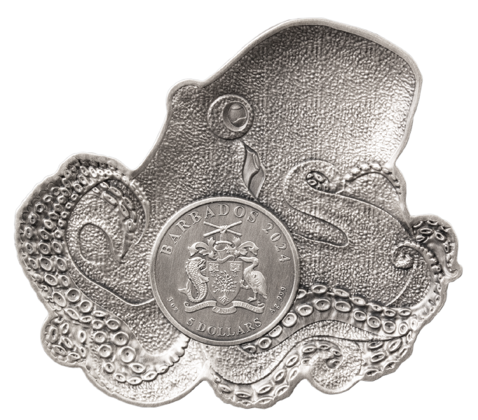 2024 Barbados The Octopus 3 oz Silver Coin - CoinsTV