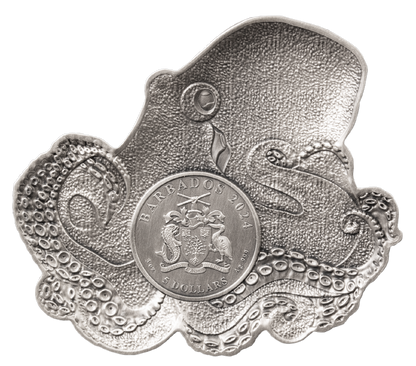 2024 Barbados The Octopus 3 oz Silver Coin - CoinsTV