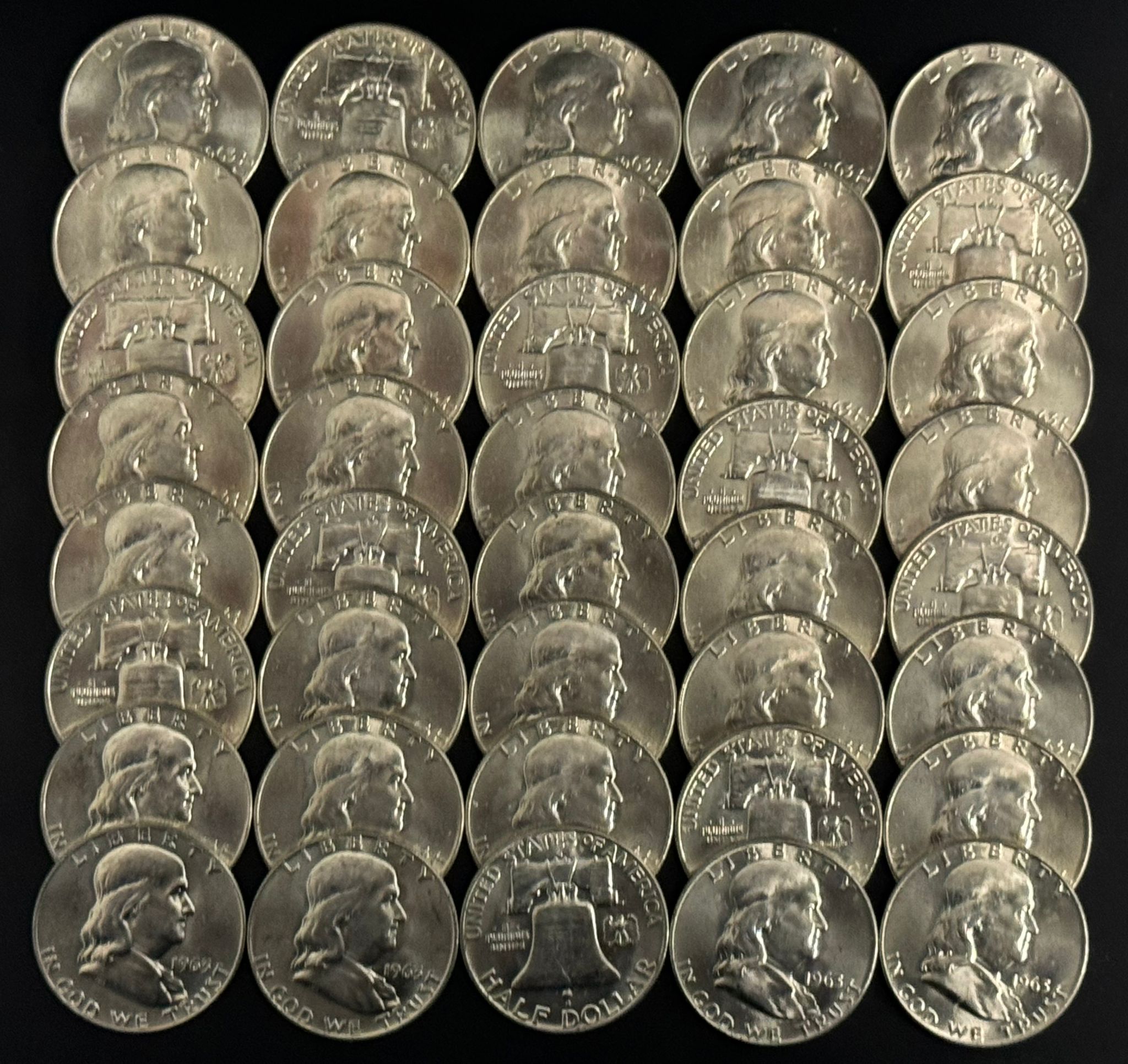 1963 Franklin Uncirculated Silver Half Dollar from an Original