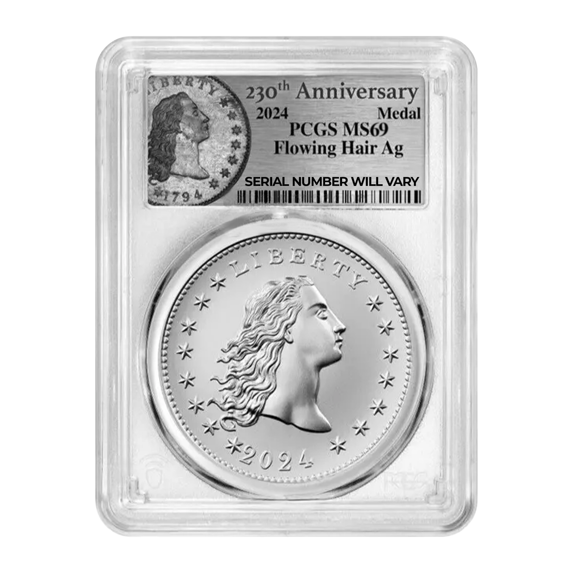 2024 230th Anniversary Flowing Hair Silver Medal - PCGS MS69 FDI - CoinsTV