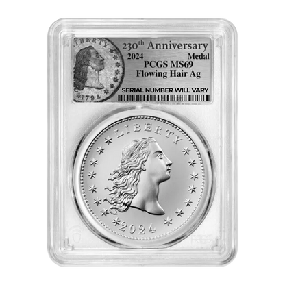 2024 230th Anniversary Flowing Hair Silver Medal - PCGS MS69 FDI - CoinsTV