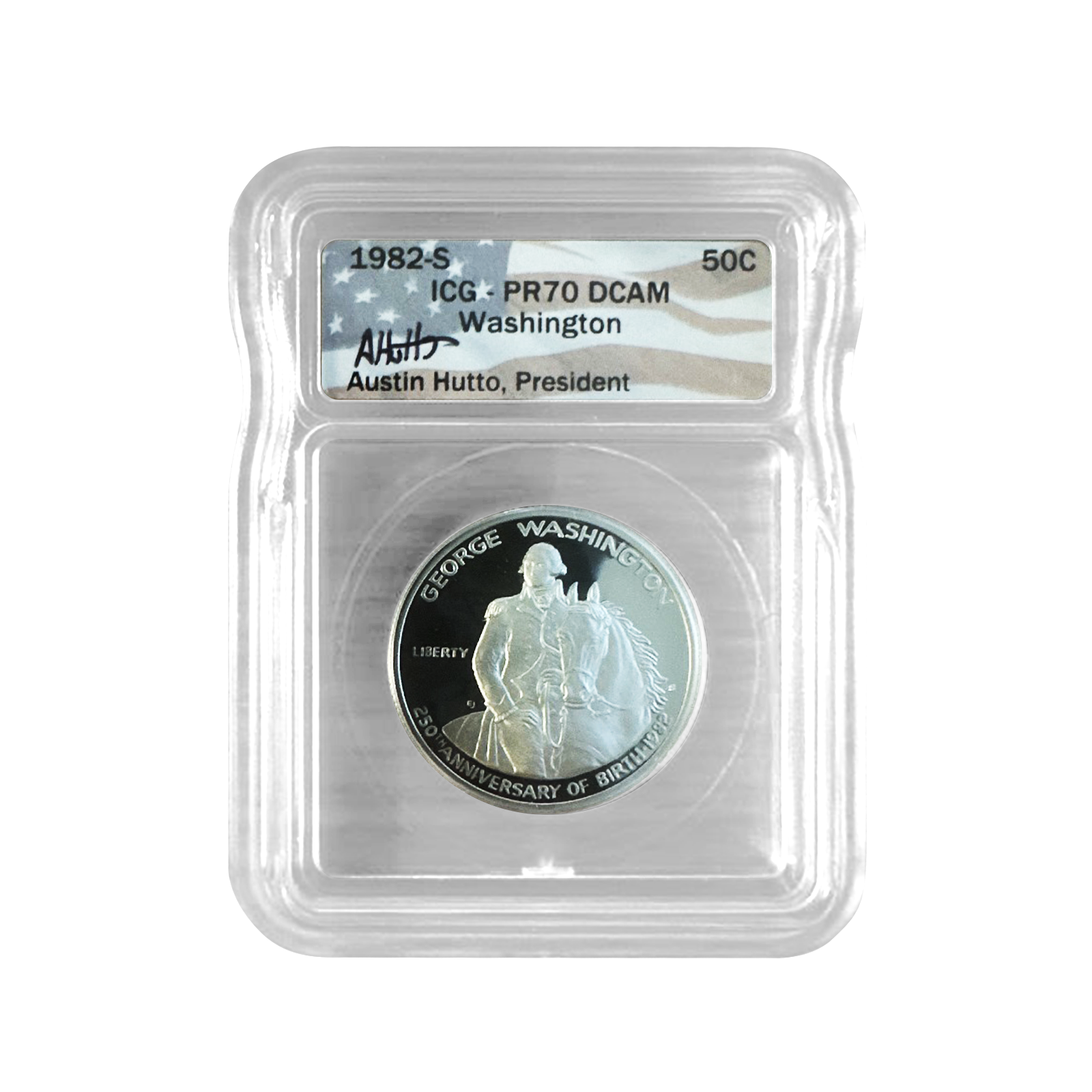 1982-S Washington Half Dollar Commemorative - Austin Hutto Signature - ICG PR70 DCAM - CoinsTV